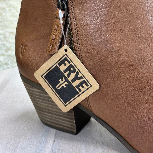 Frye Judith Double Zip Heel Block Ankle Booties US 9 M Womens Brown Leather New - Picture 10 of 16